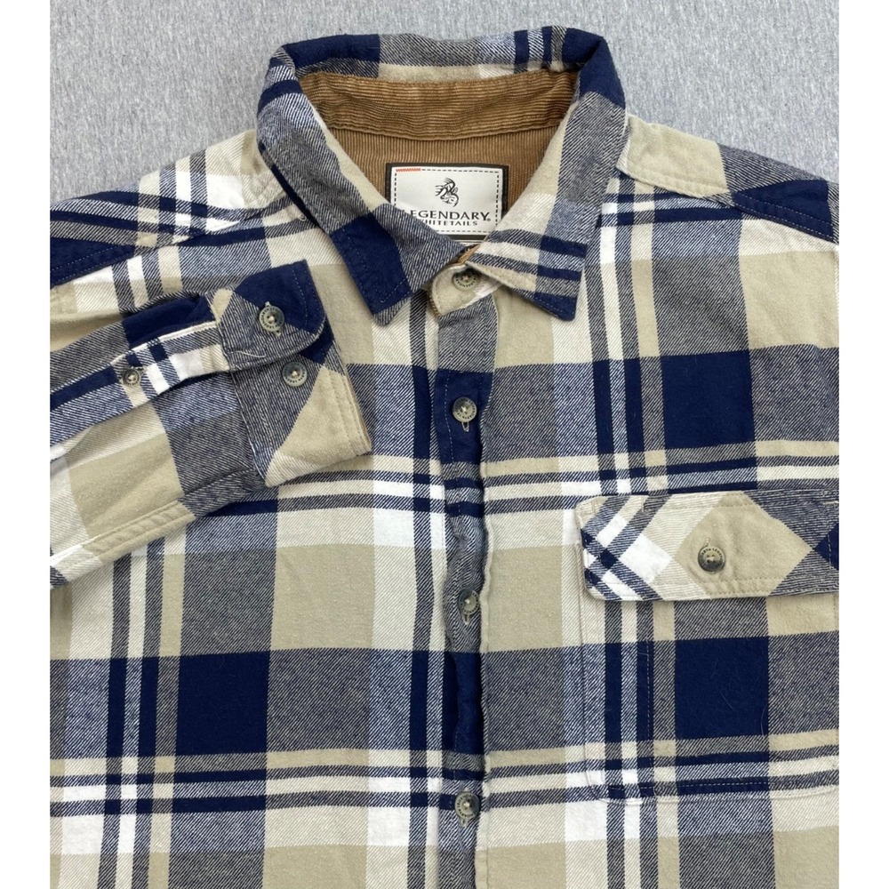 Legendary Whitetails Shirt Mens Medium Plaid 100% Cotton Button Up